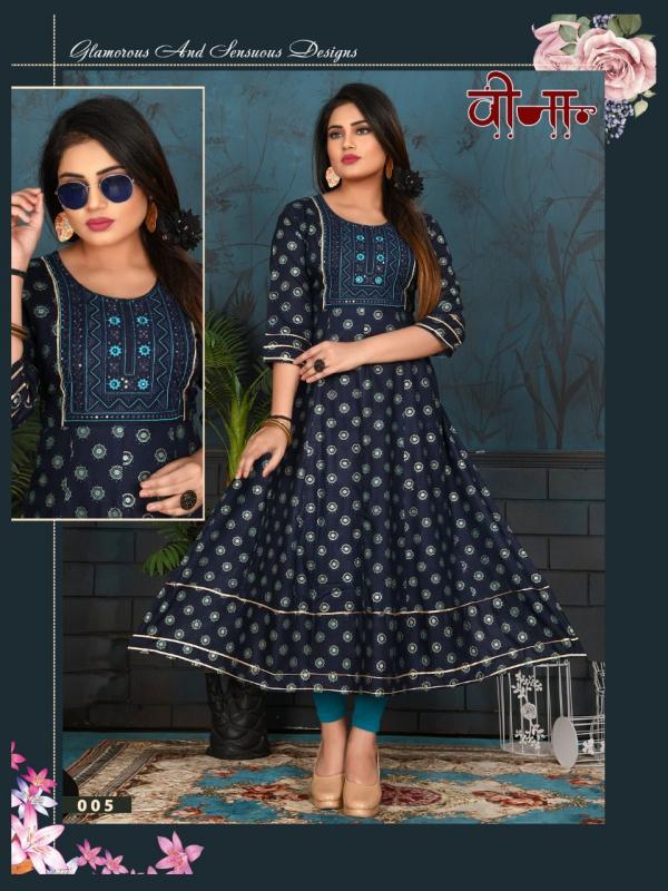 Trendy Veena Rayoyon Slub Print Designer kurti collection